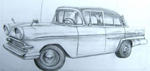 car drawing with grid