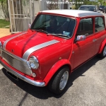 Unique Red Mini Cooper With Silver Bonnet Stripes