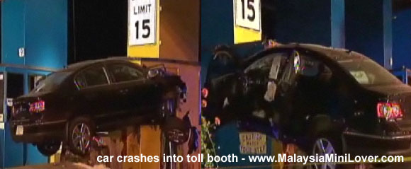 Car crashes into toll booth